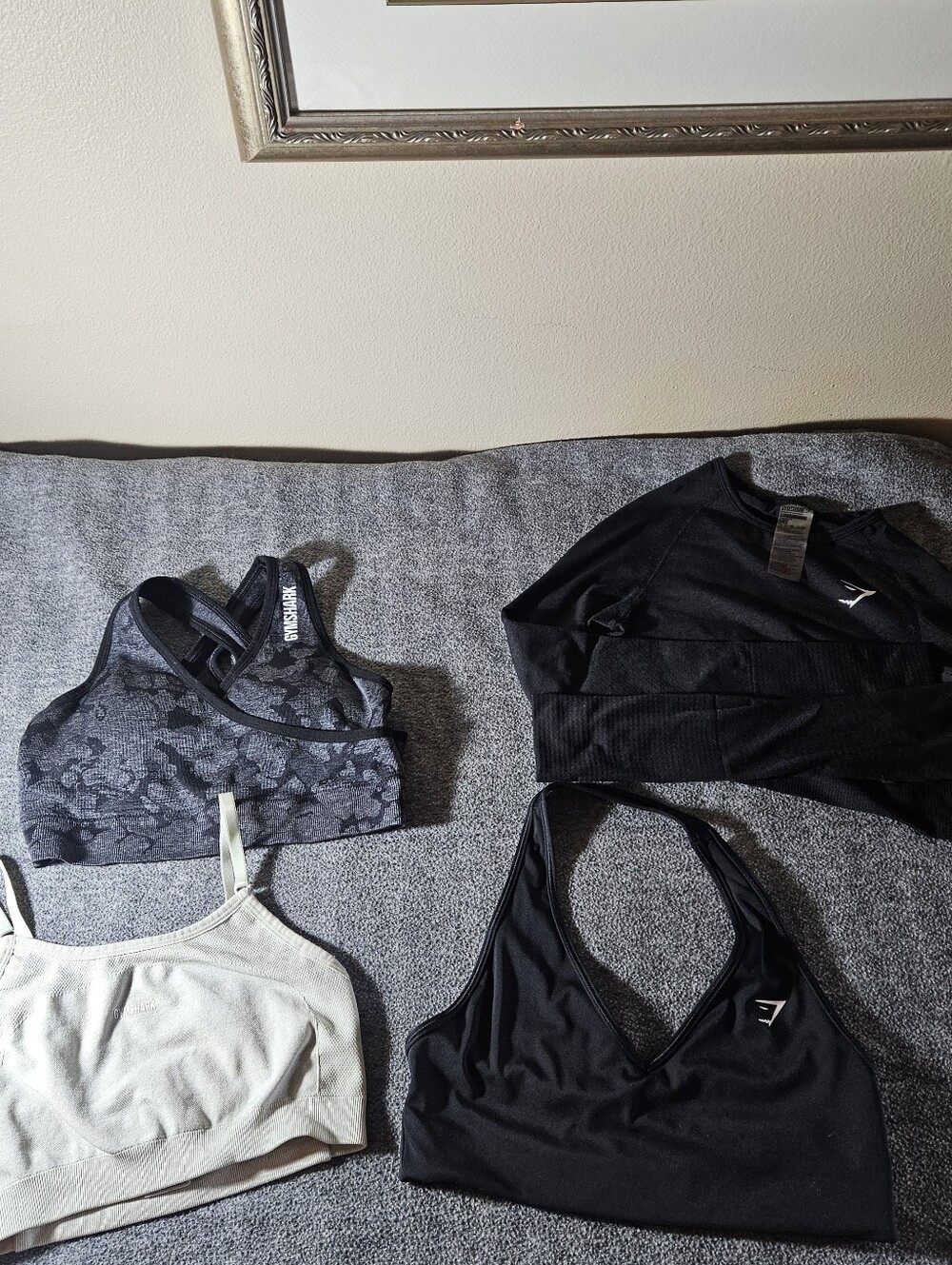 Gymshark Black and Grey Halternecks. 3 tanks 1 long sleeve. Size small. 4 total